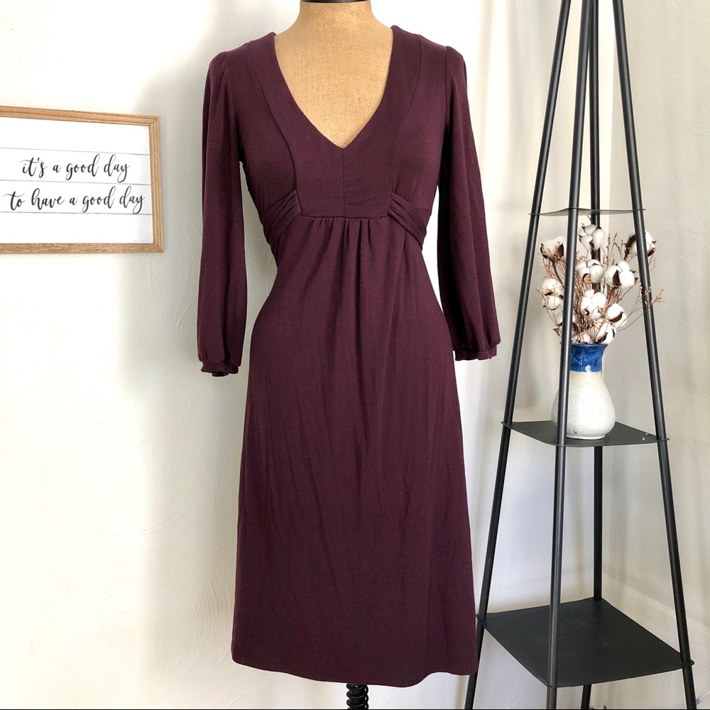 Gap 3/4 Sleeve V Neck Midi Tie-Back Dress Size S